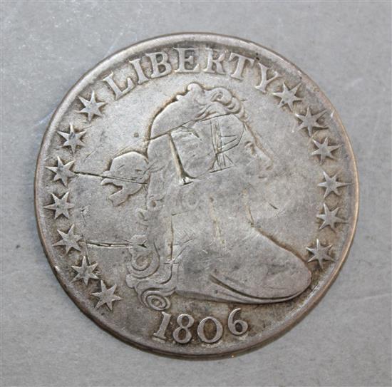 A U.S. 1806 silver half-dollar,